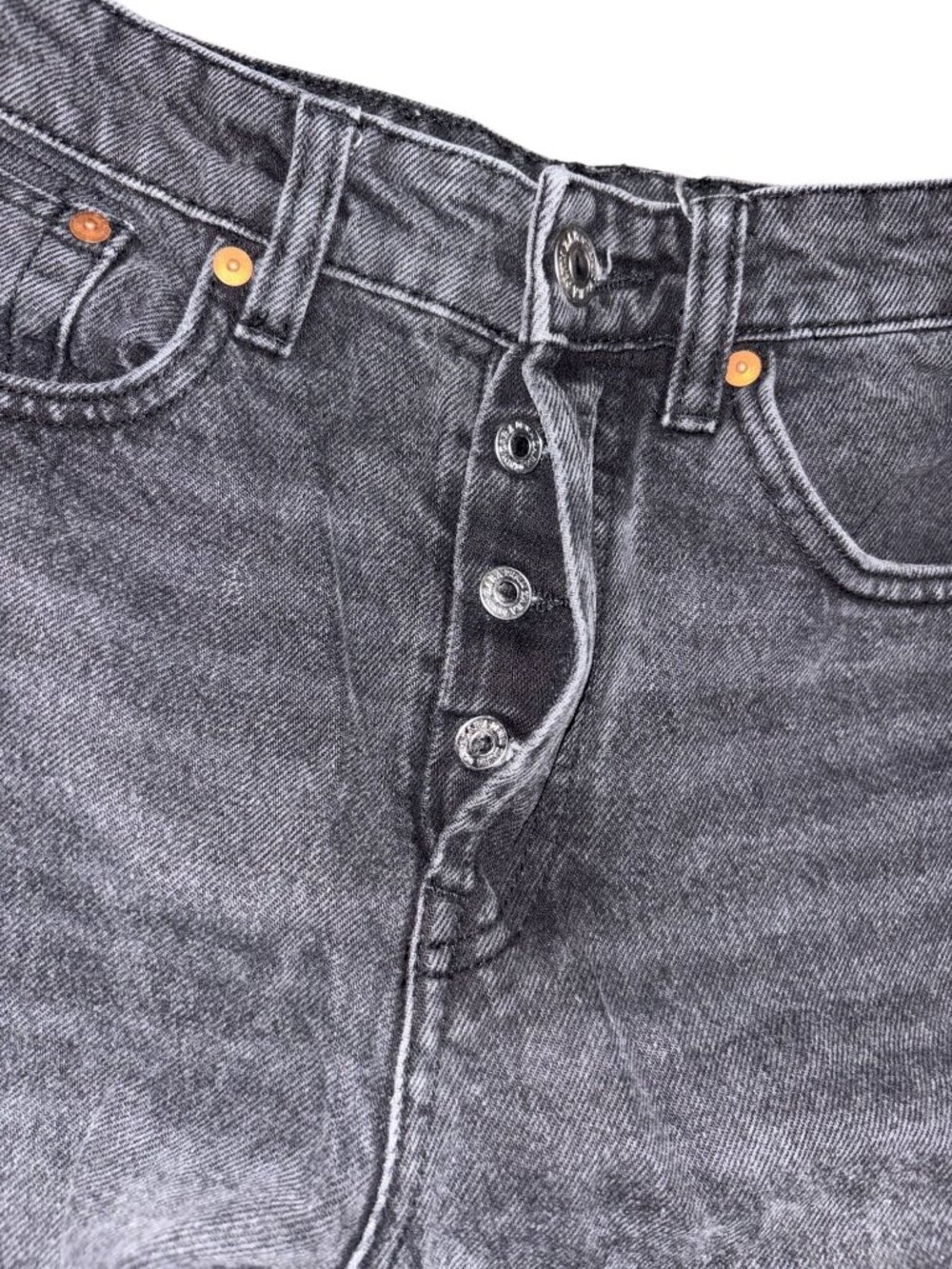 Zara Blackwash Size 26 Raw Hem Button Fly Jeans - Picture 4 of 7